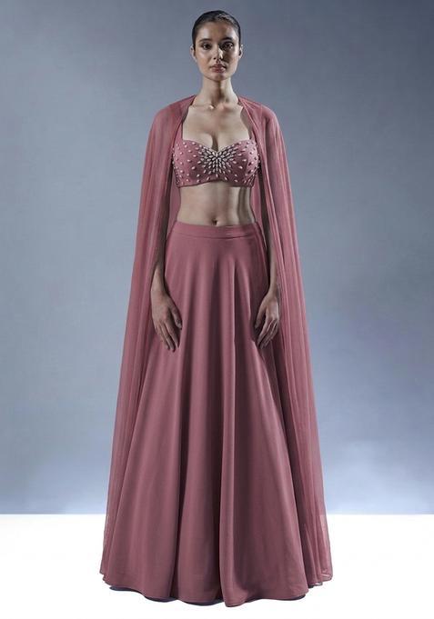 Mauve Handwork Lehenga Set