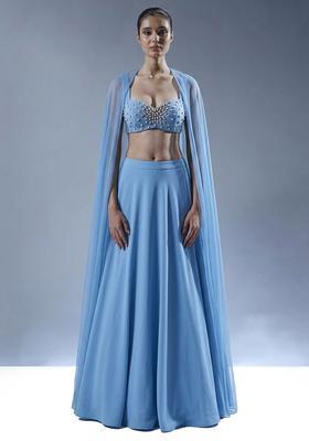 Dusky Blue Handwork Lehenga Set