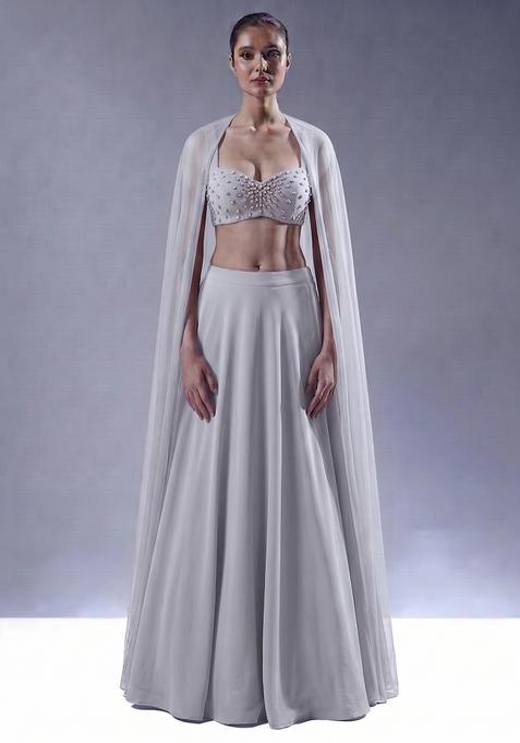 Light Grey Handwork Lehenga Set