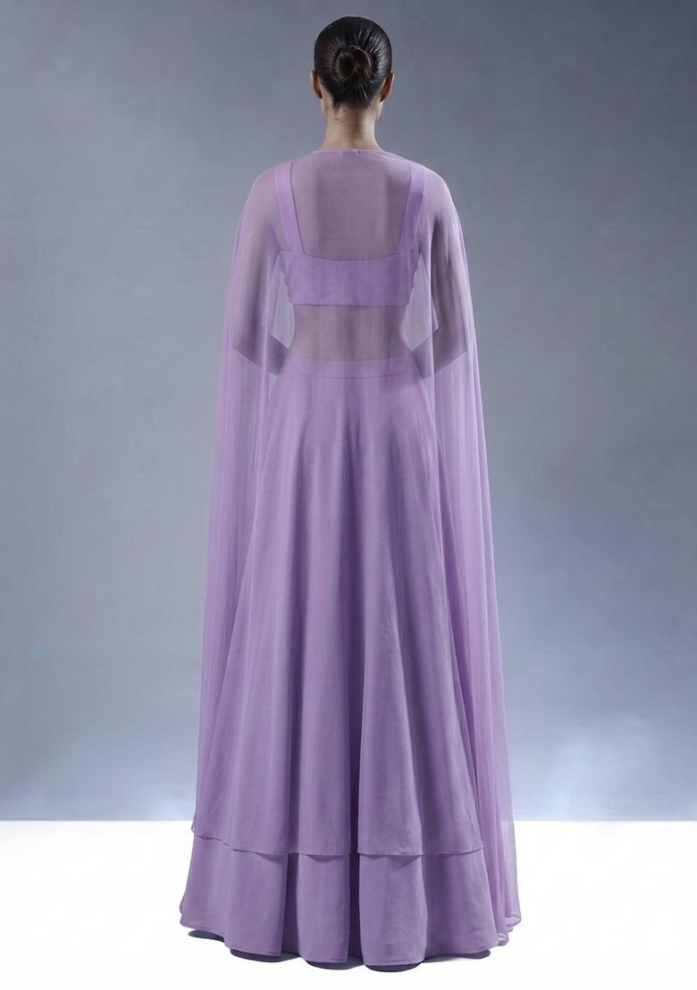 Lavender Handwork Lehenga Set - Indya