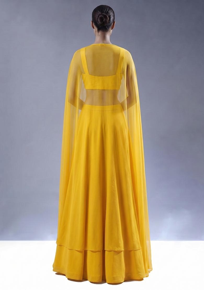  Yellow Handwork Lehenga Set - Indya