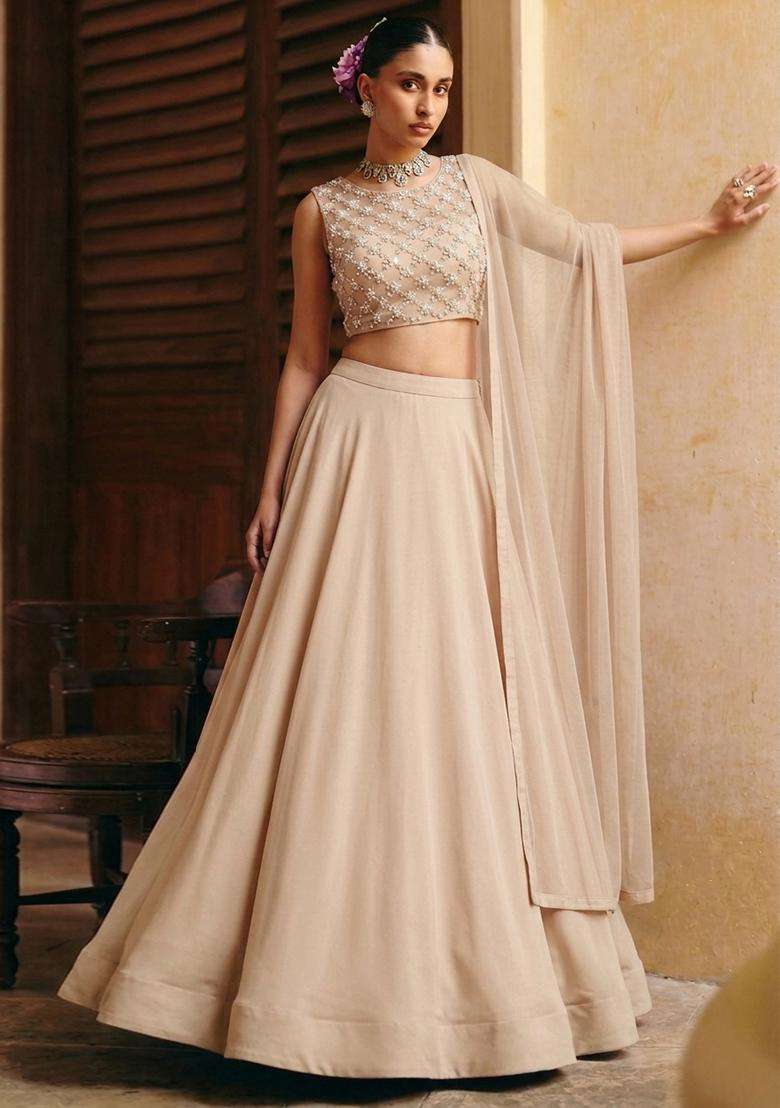 Beige Handwork Lehenga Set - Indya