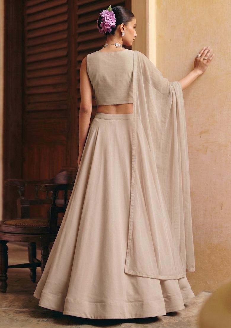 Beige Handwork Lehenga Set - Indya
