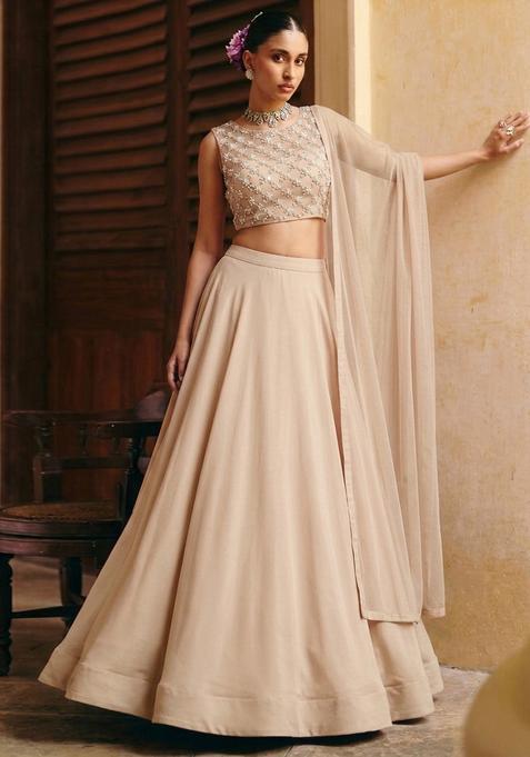 Beige Handwork Lehenga Set