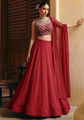 Cherry Red Handwork Lehenga Set