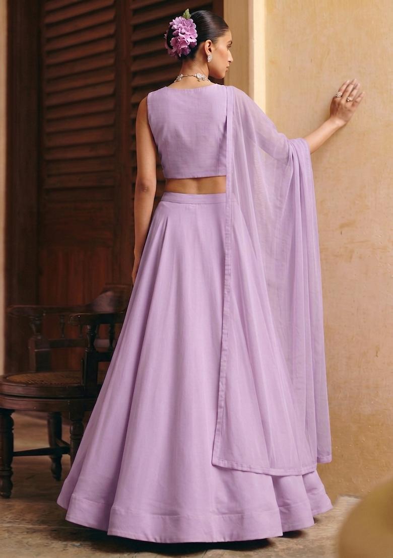 Light Purple Handwork Lehenga Set - Indya