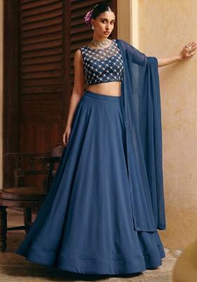 Dark Blue Handwork Lehenga Set