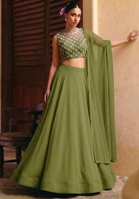 Olive Handwork Lehenga Set