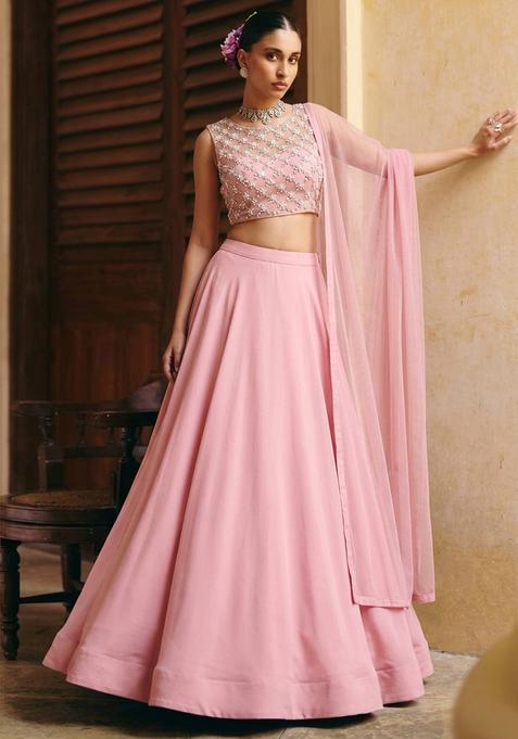 Baby Pink Handwork Lehenga Set