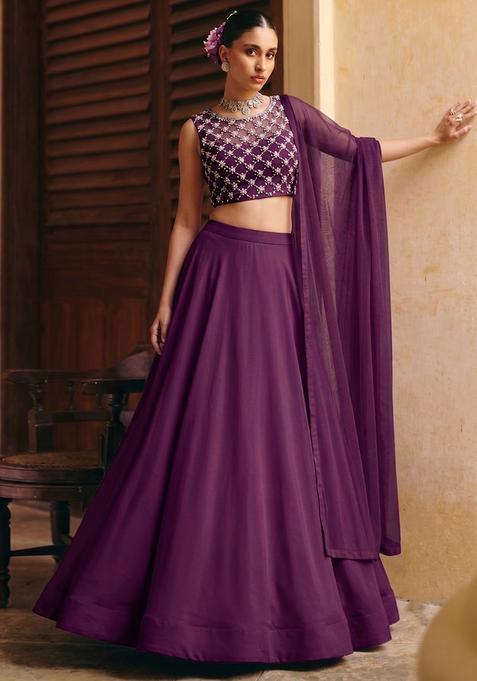 Dark Wine Handwork Lehenga Set