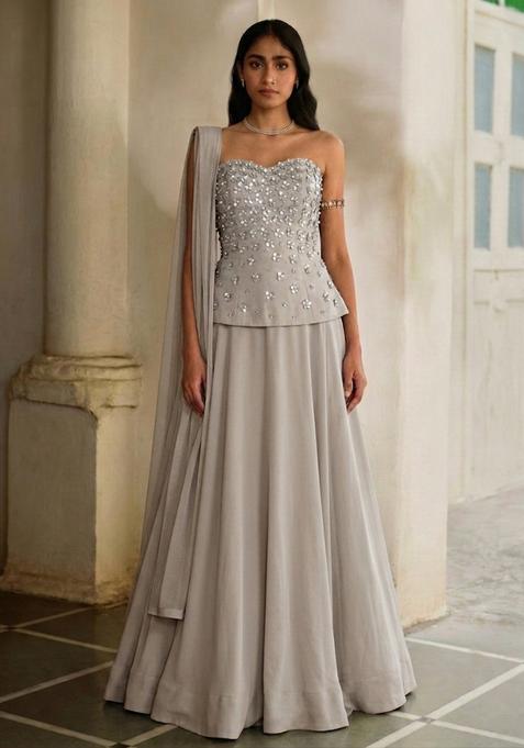 Grey Handwork Lehenga Set