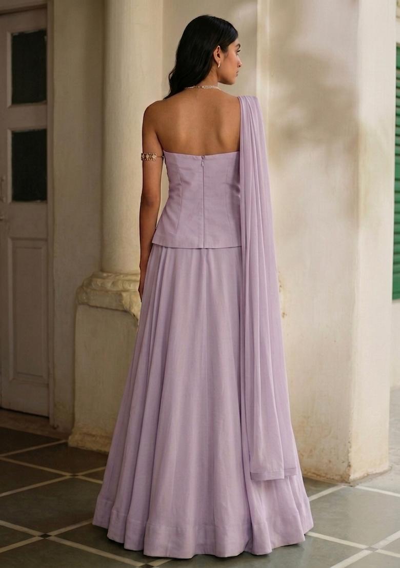 Lilac Handwork Lehenga Set - Indya