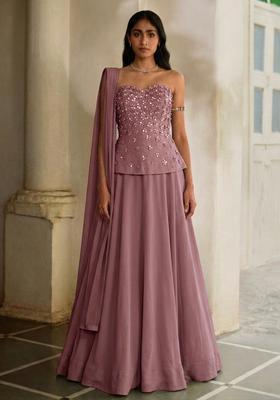 Mauve Handwork Lehenga Set