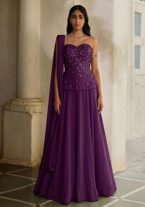Deep Wine Handwork Lehenga Set