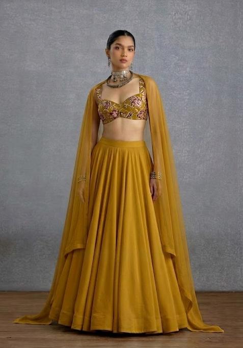 Mustard Yellow Embroidered Lehenga Set