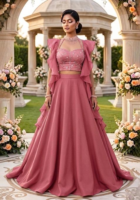 Dusty Pink Sequin Lehenga Set