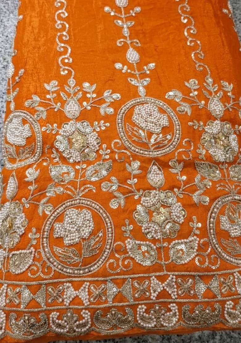 Rust Orange Embellished Lehenga Set - Indya