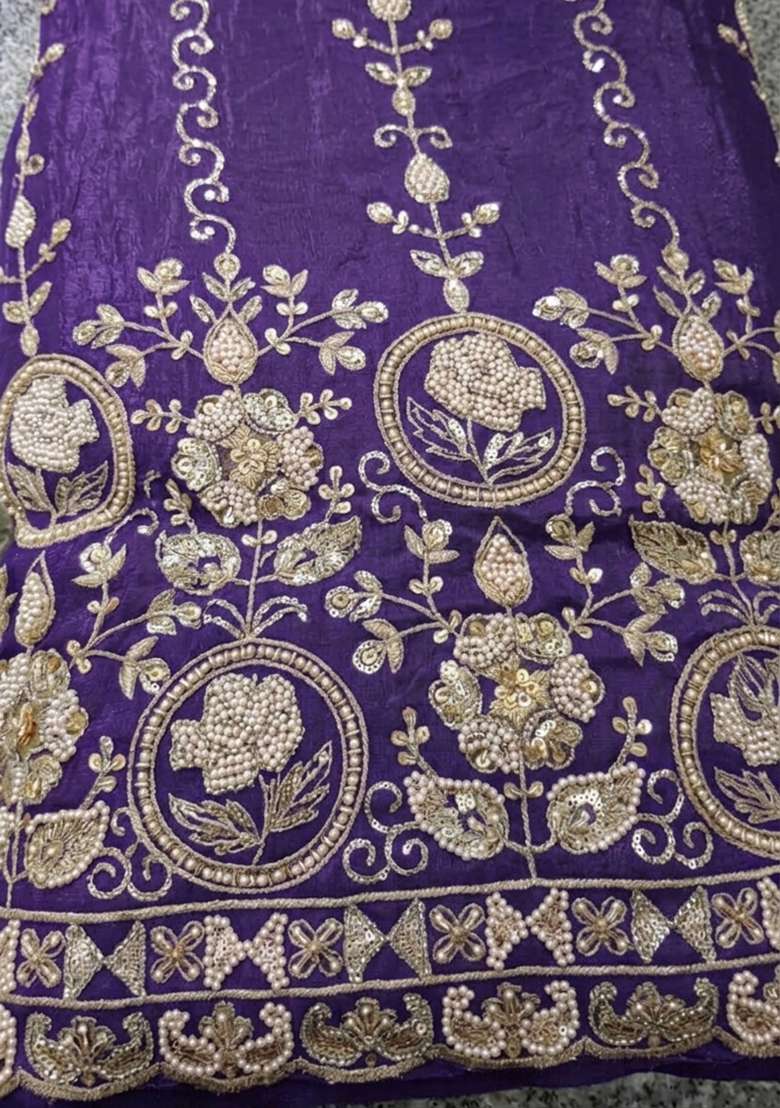 Dark Purple Embellished Lehenga Set - Indya