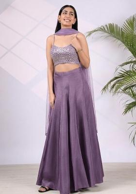Dusty Purple Mirror Work Lehenga Set