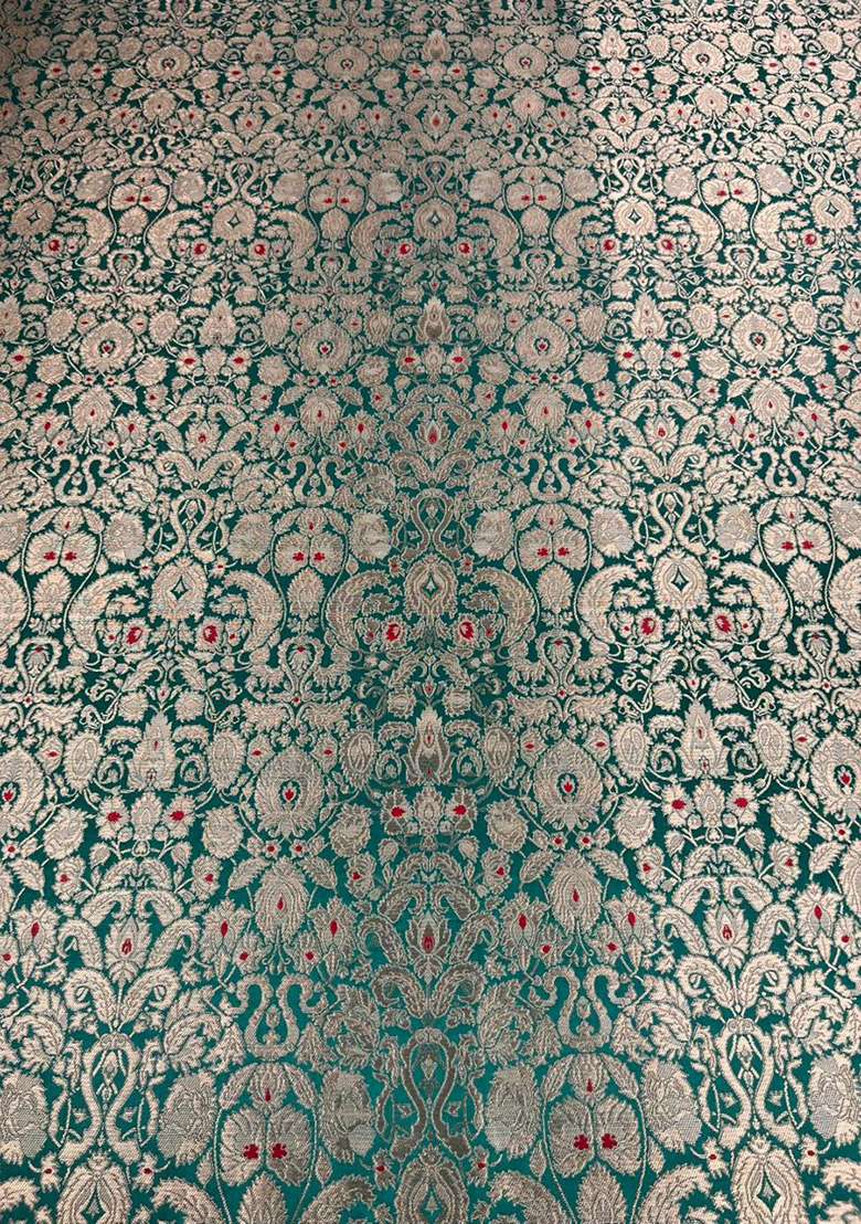 Teal Brocade Lehenga Set - Indya