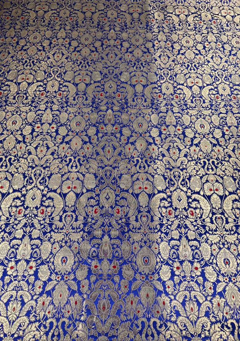 Cobalt Blue Brocade Lehenga Set - Indya