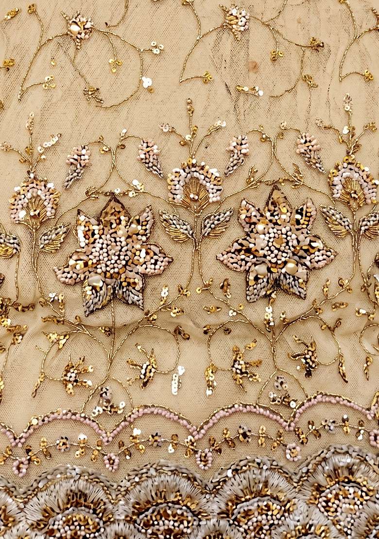 Gold Zari Tissue Lehenga Set - Indya