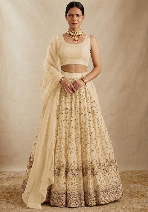 Gold Zari Tissue Lehenga Set