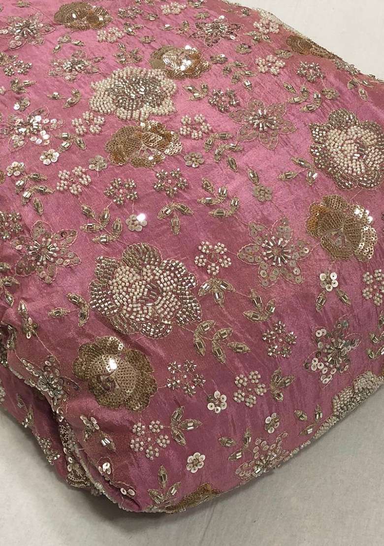 Dusty Pink Sequin Georgette Lehenga Set - Indya