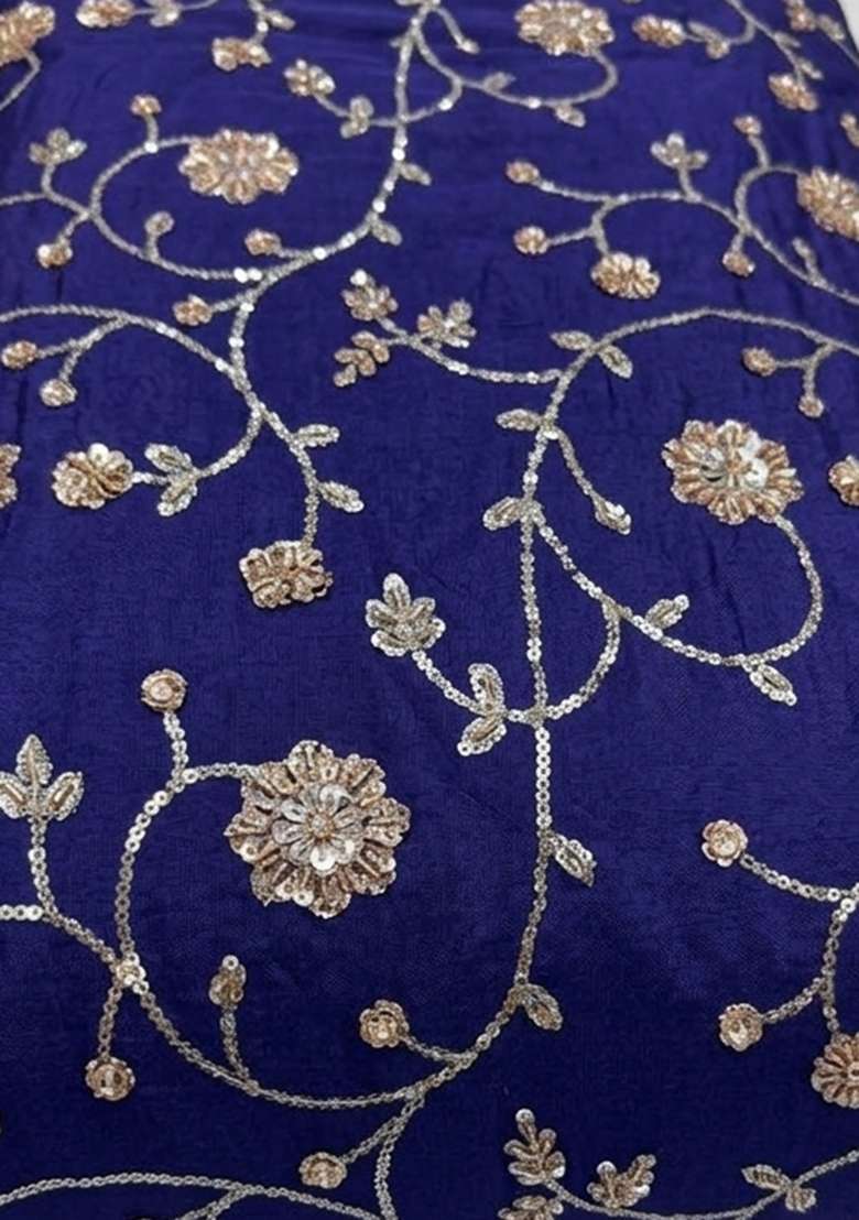 Cobalt Blue Sequin Cosmos Lehenga Set - Indya