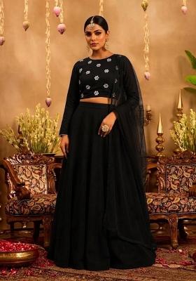 Black Embroidered Lehenga Set