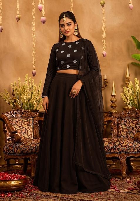 Chocolate Brown Embellished Lehenga Set