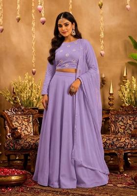 Light Purple Embroidered Lehenga Set