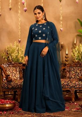 Deep Teal Embellished Lehenga Set