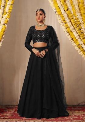 Black Embellished Lehenga Set