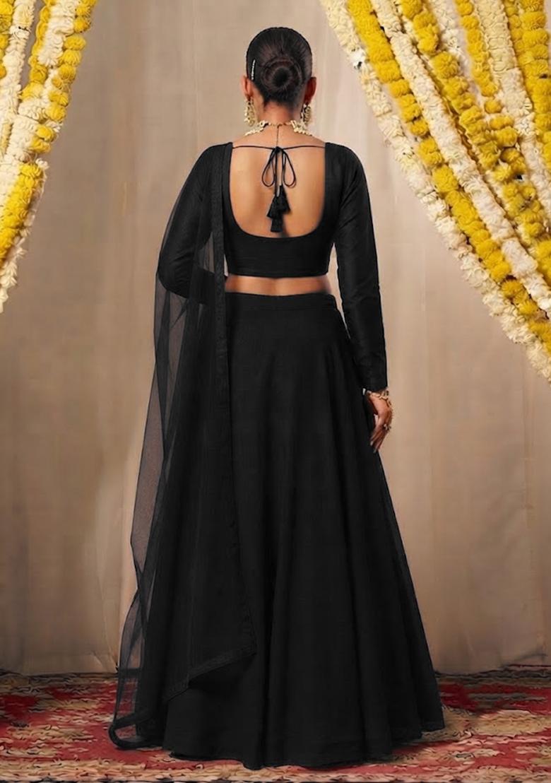 Black Embellished Lehenga Set - Indya