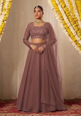 Chocolate Brown Embellished Lehenga Set