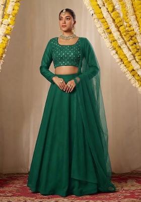 Forest Green Embellished Lehenga Set