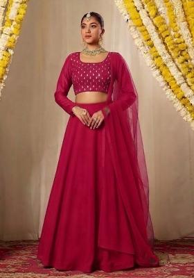 Maroon Embellished Lehenga Set