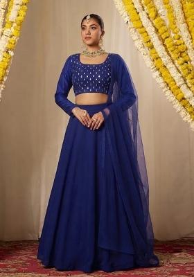 Navy Blue Sequin Lehenga Set