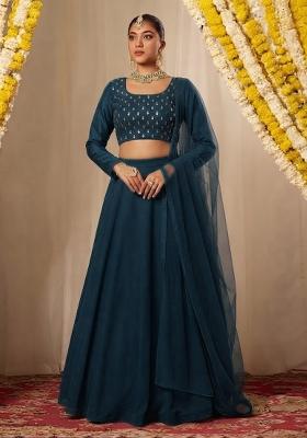 Deep Teal Embellished Lehenga Set