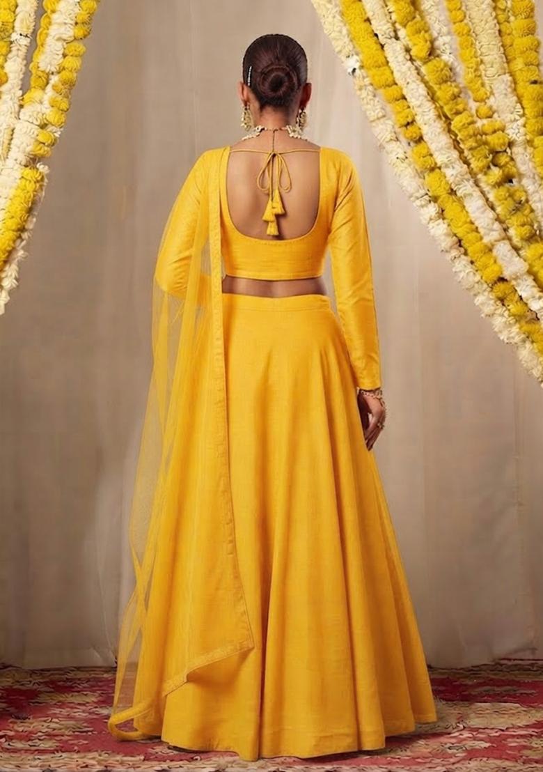 Yellow Embellished Lehenga Set - Indya