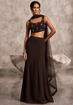 Chocolate Brown Embellished Lehenga Set