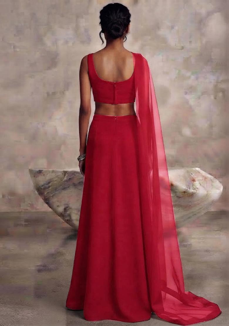 Burgundy Wine Embellished Lehenga Set - Indya