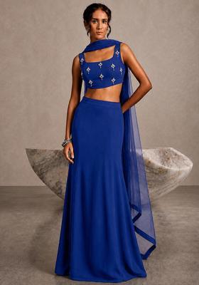 Cobalt Blue Embellished Lehenga Set