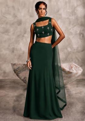 Forest Green Embellished Lehenga Set