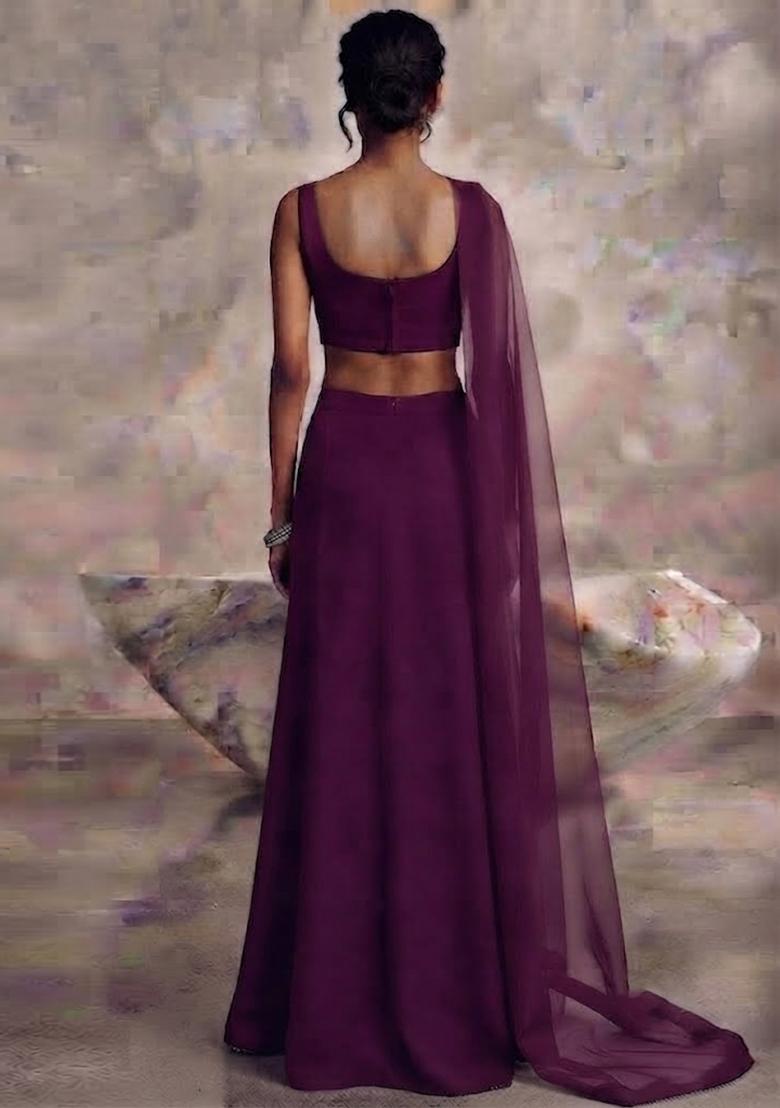 Deep Wine Embellished Lehenga Set - Indya