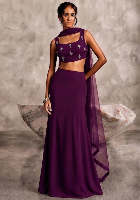 Deep Wine Embellished Lehenga Set