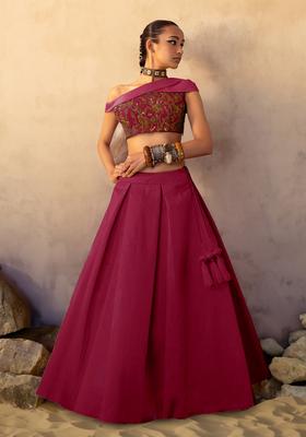 Magenta Pink Hand Work Lehenga Set