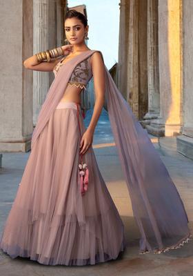 Lilac Hand Work Lehenga Set