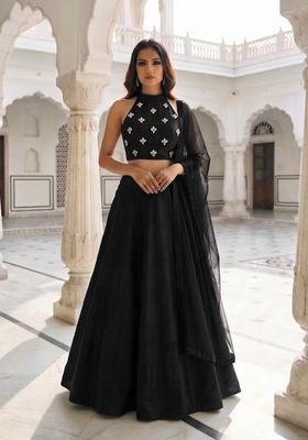 Black Handwork Lehenga Set